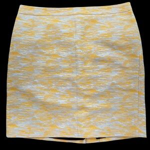 LOFT Yellow and Tan Cotton Blend Jacquard Pencil Skirt Sz: 12